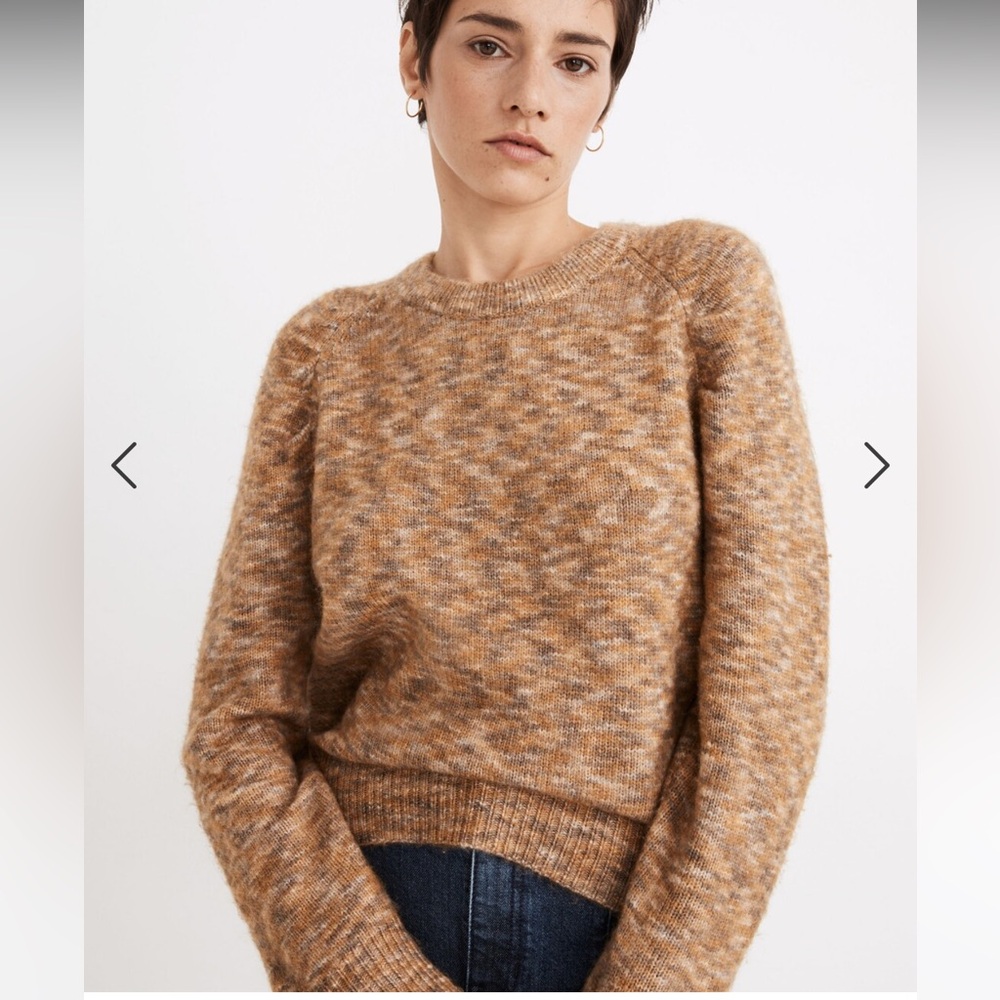 Madewell Space-Dye Pleat-Sleeve Pullover Sweater